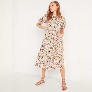 NWT Old Navy Floral Print All Day Midi Swing Dress  Size M